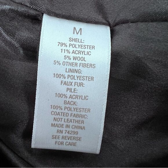 ESTABLISHED 1962 CB Black & White BELTED Hooded COAT Fur Trim Size M. - Picture 11 of 11